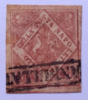 Francobollo 20 Grana I Tavola Rosa Brunastro Usato S.12 Napoli